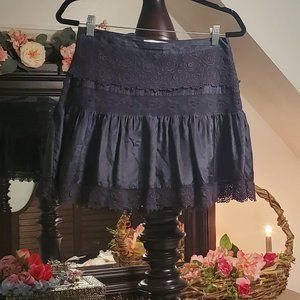 LoveShackFancy Silk Mini Skirt Black 6